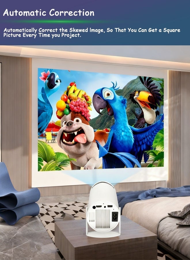 جهاز عرض ذكي محمول مع واي فاي 6 ونظام أندرويد 11.0، حامل قابل للدوران 180 درجة، يدعم دقة 4K، شاشة عرض سينمائية منزلية 130 بوصة للهاتف والأفلام والألعاب - أبيض - Image 5