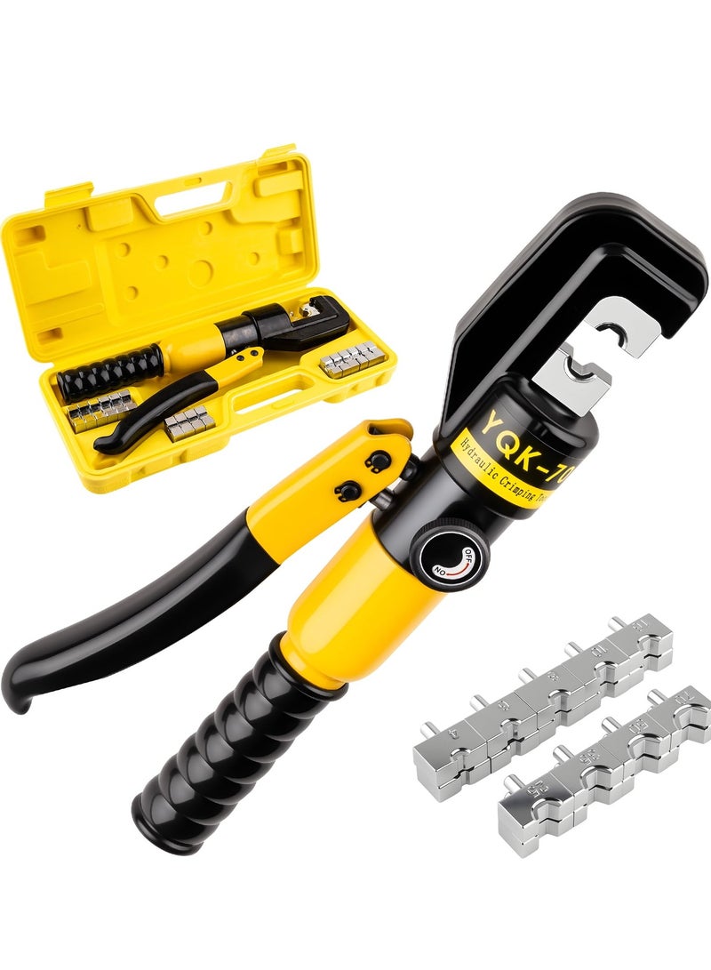 أداة كبس هيدروليكية مع 9 أزواج من القوالب، من 12 إلى 2/0 AWG، أداة كبس هيدروليكية لطرفيات كابلات البطارية والأسلاك، تجعل عملية الكبس أسهل - Image 1