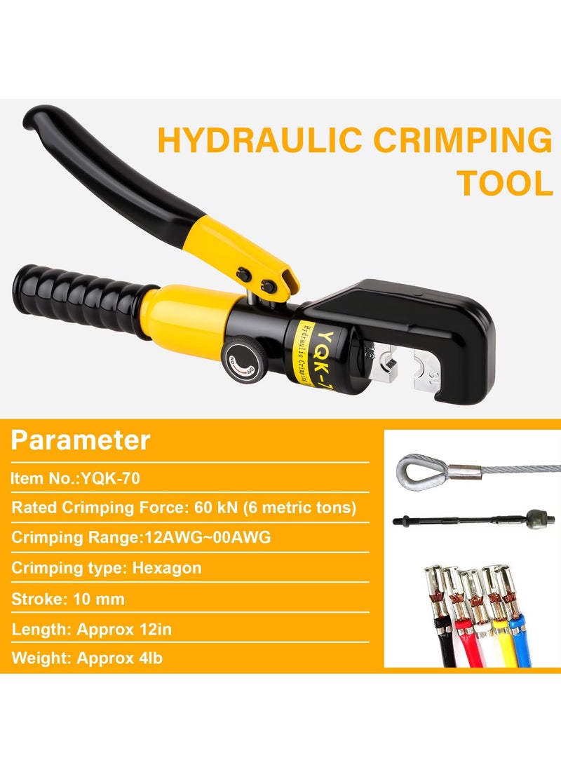 أداة كبس هيدروليكية مع 9 أزواج من القوالب، من 12 إلى 2/0 AWG، أداة كبس هيدروليكية لطرفيات كابلات البطارية والأسلاك، تجعل عملية الكبس أسهل - Image 2