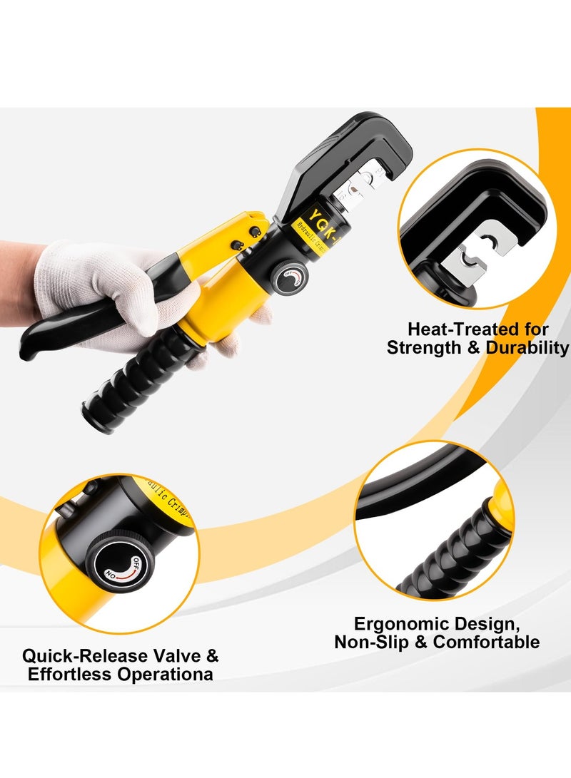 أداة كبس هيدروليكية مع 9 أزواج من القوالب، من 12 إلى 2/0 AWG، أداة كبس هيدروليكية لطرفيات كابلات البطارية والأسلاك، تجعل عملية الكبس أسهل - Image 4