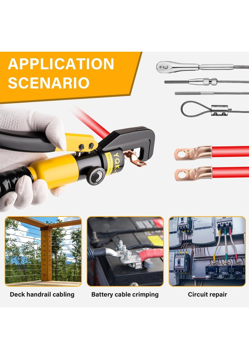 أداة كبس هيدروليكية مع 9 أزواج من القوالب، من 12 إلى 2/0 AWG، أداة كبس هيدروليكية لطرفيات كابلات البطارية والأسلاك، تجعل عملية الكبس أسهل - Image 5