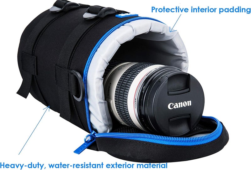 Fotasy JJC Water Resistant Deluxe Lens Pouch Case Bag for Canon EF 70-200mm 4L / EF 28-300mm 3.5-5.6 USM/EF 70-300mm 4-5.6L/ Nikon AF-S NIKKOR 70-200mm 4G ED VR/Nikon 80-200 F2.8, Inner Size:113 x 215mm - Image 2