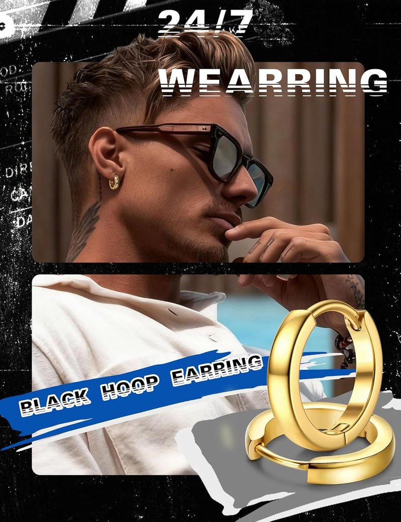 Jstyle 3Pairs Stainless Steel Mens Womens Hoop Earrings Huggie Ear Piercings Hypoallergenic 12/16/20mm - Image 4