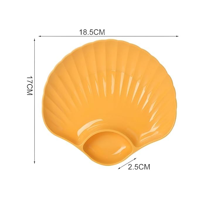 VibeZone 4pcs Wheat Straw Shell-Shaped Snack Serving Plates - Eco-Friendly and Durable Appetizer & Dip Tray Set, Ideal for Parties & Family. (Yellow) - Image 3