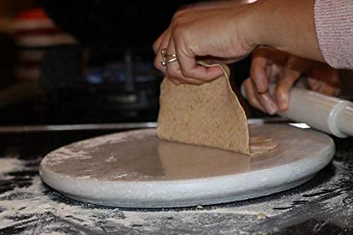 RJ kitchenware Store Marble Roti Maker chakla chapati maker with Wooden Belan/White Marble Chakla 10 Inch Diameter with Belan (wooden chakla belan) (White marble single chakla) - Image 4