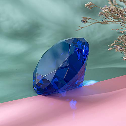 LONGWIN 80mm(3.1 inch) Crystal Diamond Paperweight Jewels Wedding Decorations Centerpieces Home Decor (Blue) - Image 3