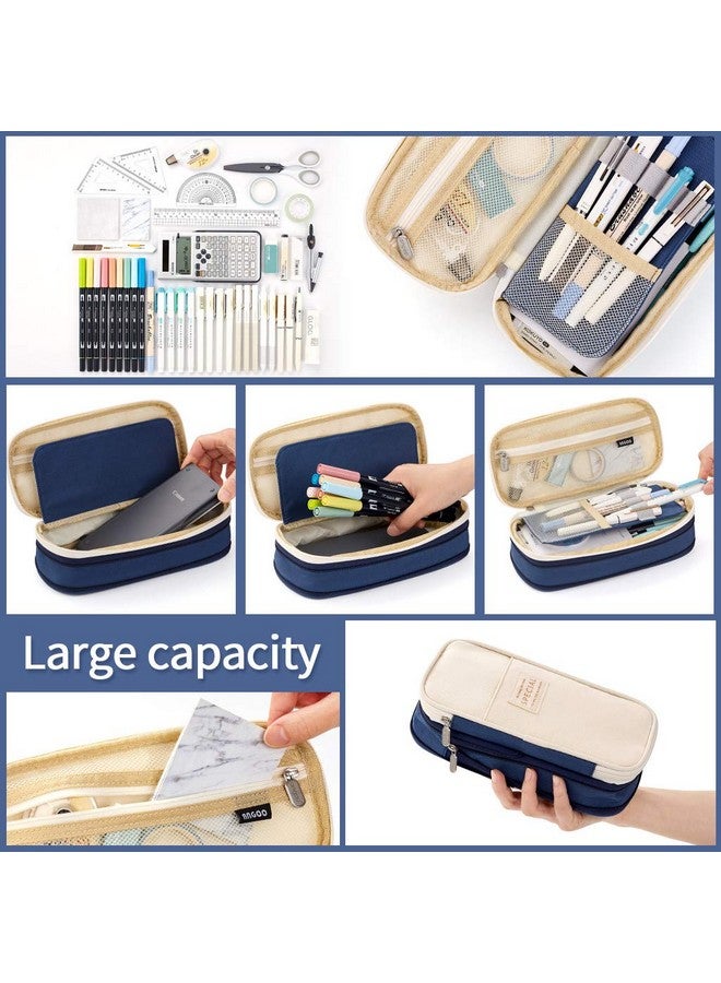 EASTHILL EASTHILL Canvas Big Capacity Pencil Pen Case Office College School Large Storage High Capacity Bag Pouch Holder Box Organizer (Blue)  - Image 4
