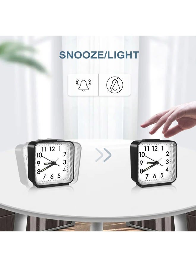 Ankilo Newest Analog Alarm Clock , Silent Non Ticking Small Clock, Travel Alarm Clock with Light, Snooze, Ascending Beep Sounds, Battery Operated Loud Alarm Clock for Home, Kids - Image 3