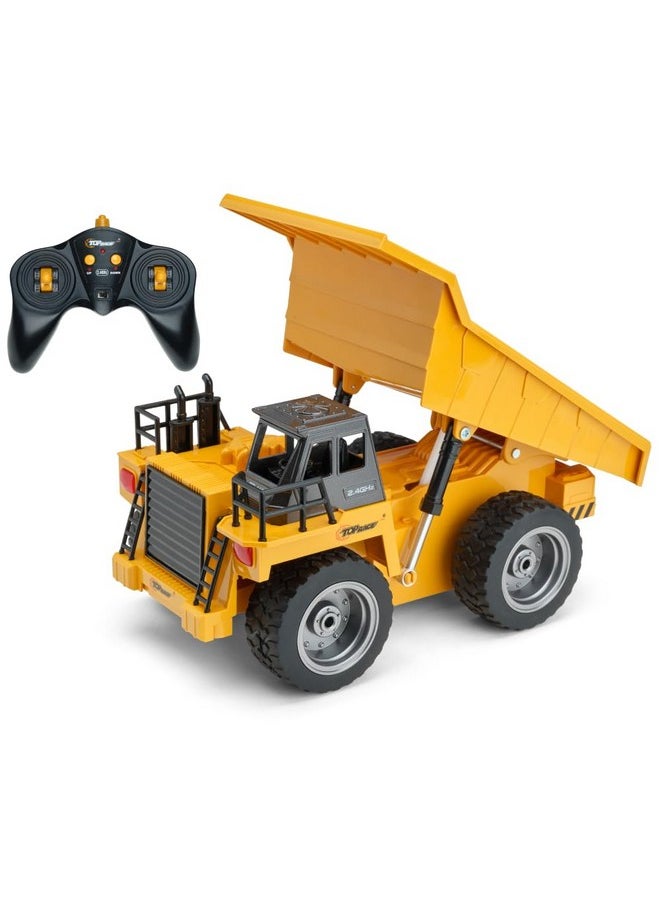 Top Race Rc Remote Control Dump Truck Toy | 11" X 5.7" | Alloy Metal And Plastic 4Wd With Heavy Rubber Tires - 2.4Ghz - Toy Trucks Rc Dump Truck Rc Construction Vehicles Remote Control Tractor  - Image 1