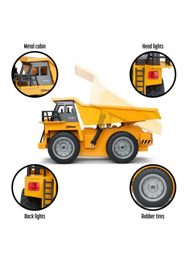 Top Race Rc Remote Control Dump Truck Toy | 11" X 5.7" | Alloy Metal And Plastic 4Wd With Heavy Rubber Tires - 2.4Ghz - Toy Trucks Rc Dump Truck Rc Construction Vehicles Remote Control Tractor  - Image 3