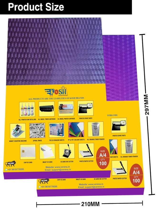Kosh Super Diamond A4 Size Spiral Book Binding Sheet- Set of 2, Pack of 100 Sheet Per Set (Purple & Transparent Purple) - Image 3