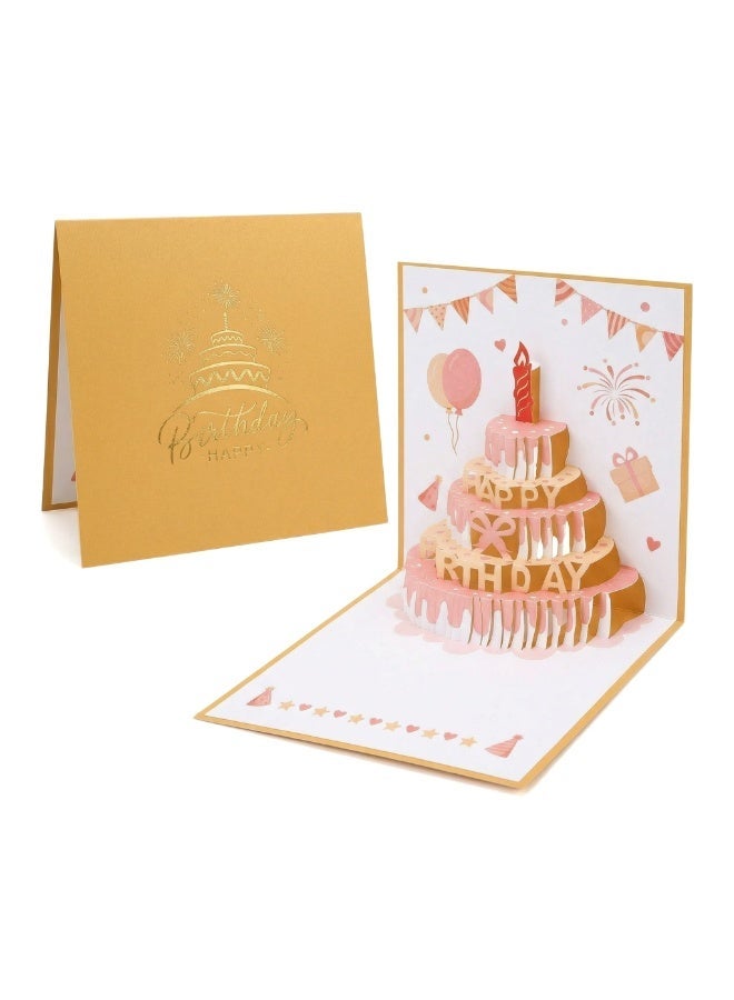 ZERIFAM 3D Birthday Cards, Pop up Happy Birthday Card with Envelopes Sticker, Musical LED Lights Birthday Cards, Cake Surprise Designed, Suitable for Mother's Birthday, Female, Girlfriend, Children's  ﻿ - Image 1