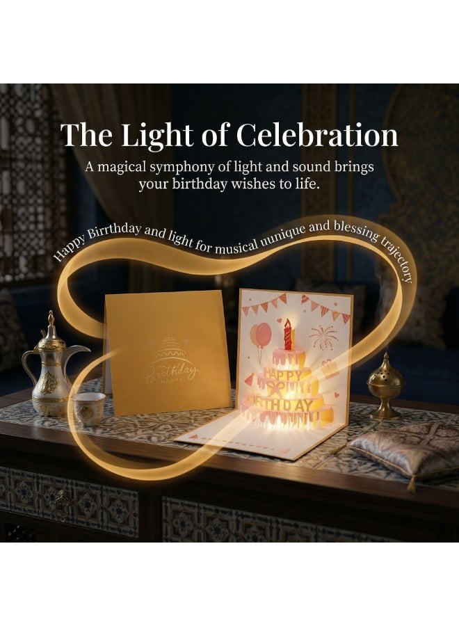 ZERIFAM 3D Birthday Cards, Pop up Happy Birthday Card with Envelopes Sticker, Musical LED Lights Birthday Cards, Cake Surprise Designed, Suitable for Mother's Birthday, Female, Girlfriend, Children's  ﻿ - Image 5