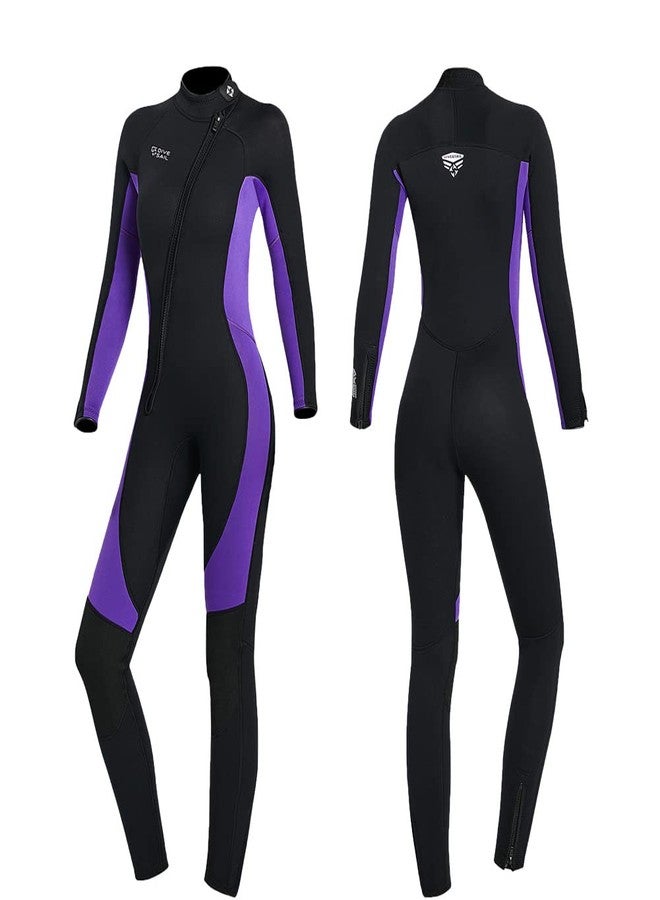 Skyone Wet Suits for Women Men Full Body 3MM Neoprene Wetsuit Diving Suit in Cold Water, Long Sleeves Front Zip Scuba Wetsuits One Piece Thermal Swimsuit for Surfing Snorkeling Swimming(XL, 3MM Women Purple) - Image 1