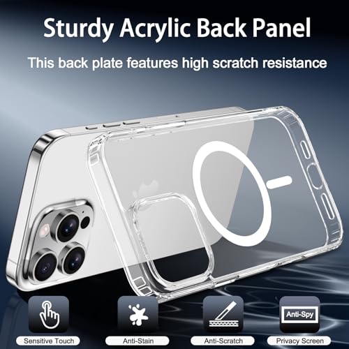 ZOZDOKG Magnetic for iPhone 16 Pro Max Case Clear with Privacy Screen Protector and Full Camera Cover, Compatible with MagSafe Shockproof Protection Phone Case for iPhone 16 Pro Max, Transparent - Image 2