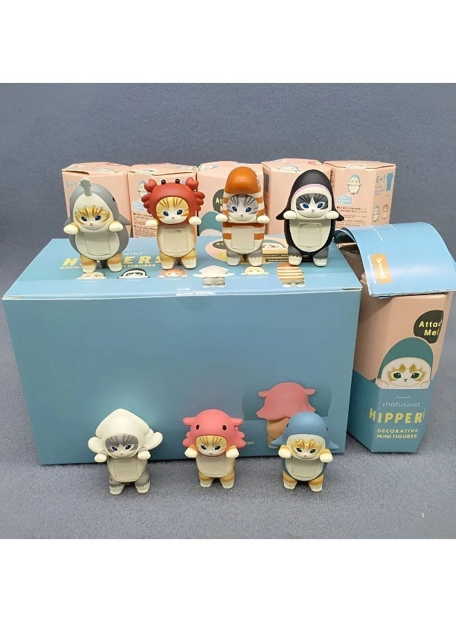 Sonny Angel Mofusand Hippers Marine Series Decorative Mini Figure Cute Cat Sea Life Cosplay Laptop Screen Border Adhesive Ornament Random Surprise Box - Image 2