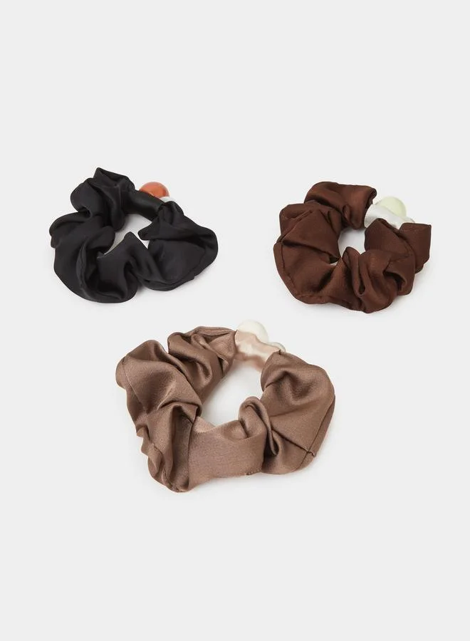 Styli  Pack of 3 - Multi-Color Stone Embellished Scrunchie for Women | Best Price UAE