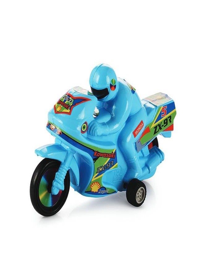 Toy Vibes Plastic Kawasaki Bike Motorcycle Vehicle Toy for Kids and Toddlers, Stylish and Attractive Plastic Bike Toy for Kids (Blue) (Pack of 3) - Image 2