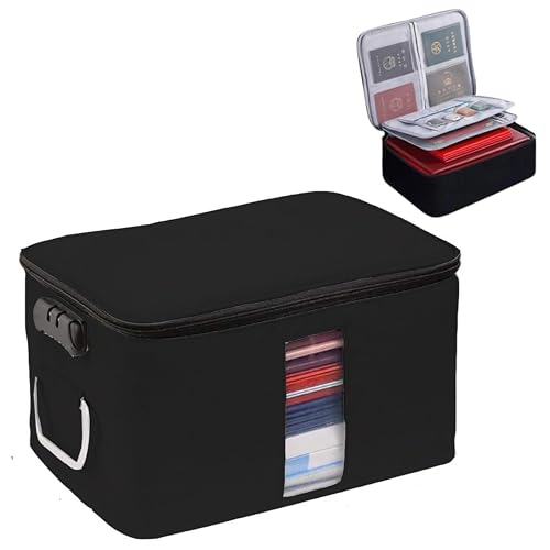Handcuffs Document Organizer Bag with Lock | Travel Document & File Storage Bag with Card Slots, Large Folder Layer & Combination Lock | Secure Bags for Home, Office & Travel (Black) - Image 1
