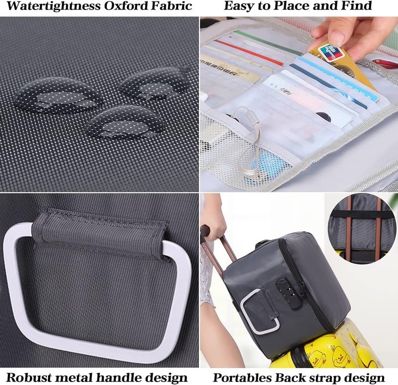 Handcuffs Document Organizer Bag with Lock | Travel Document & File Storage Bag with Card Slots, Large Folder Layer & Combination Lock | Secure Bags for Home, Office & Travel (Black) - Image 4