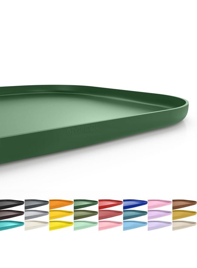 SMILOOL Silicone Pet Feeding Mat with Raised Edge, Dog Cat Bowl Mats for Food and Water, Pet Placemat for Floors Waterproof, 22” x 14” x 0.8” Dark Olive - Image 1
