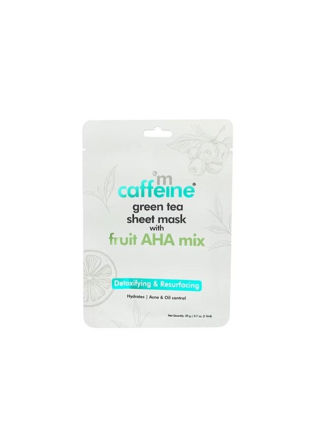 MCaffeine - Fruit AHA Mix Green Tea Sheet Mask for Acne & Oil Control - Pack of 3 - Image 1