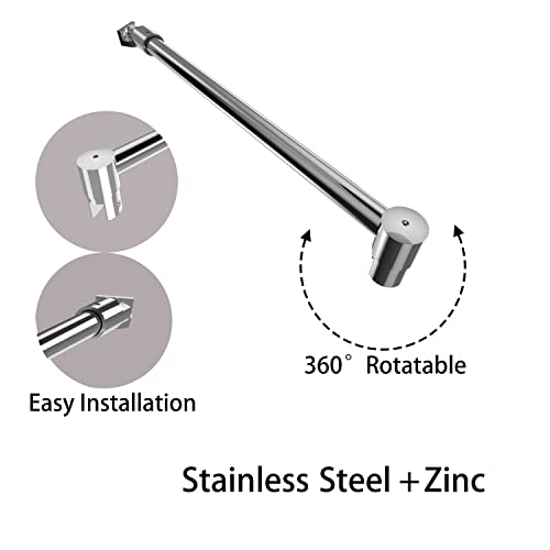 HTLOTUS Shower Door Support Bar - 14.2'' Telescopic Arm for 5/16'' to 1/2'' Thick Glass, Fixed Frameless Shower Glass Panel, Polished Silver - Image 4