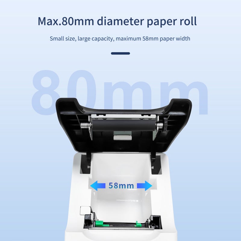 58mm Thermal Label Printer USB Receipt Printing Stickers Maker Compatible with Android & IOS & Windows for Shipping Postage Express Barcodes Mailing Labels Supermarket Store Home Business - Image 2