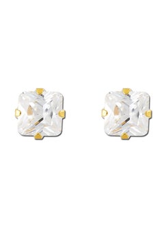 EAR GEAR 24K Gold Plated Earring 5*5mm Cubic Zirconia Stone Made in USA  - Image 2