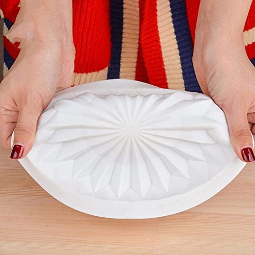 MoldBerry 3D Entremet Silicone Mould Geometric Origami Round Shape Cake Mould for Baking Cakes Brownie Mousse Chocolate Cheesecake Size 19 19 37 Cm Pack of 1 White Color - Image 4