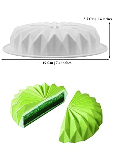 MoldBerry 3D Entremet Silicone Mould Geometric Origami Round Shape Cake Mould for Baking Cakes Brownie Mousse Chocolate Cheesecake Size 19 19 37 Cm Pack of 1 White Color - Image 3