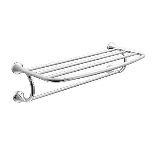 Moen YB2894CH Eva 24-Inch Wide Bathroom Hotel-Style Towel Shelf with Towel Bar, Chrome - Image 1