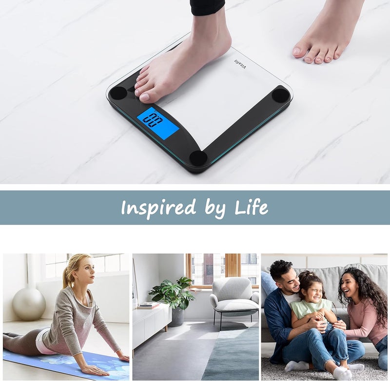 Vitafit Digital Bathroom Weight Scale for Body Weight, High Accuracy Assured by Weighing Professional Since 2001,Extra Large Blue Backlit LCD and Step-On, 400lb/182kg, Superb Black - Image 5