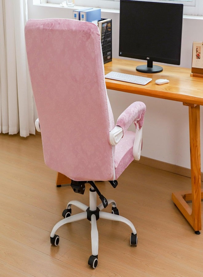 FORCHEER Office Chair Cover with Armrest Cover Pink Velvet Stretch Computer Chair Covers with Arm Reat Slipcovers Large Washable - Image 5