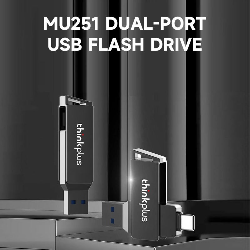 USB Flash Drive 128GB Dual-Port USB Type-C Compatible - 360 Rotating Design Zinc Alloy Shockproof Memory Stick For Multi-Device Data Storage - Image 2