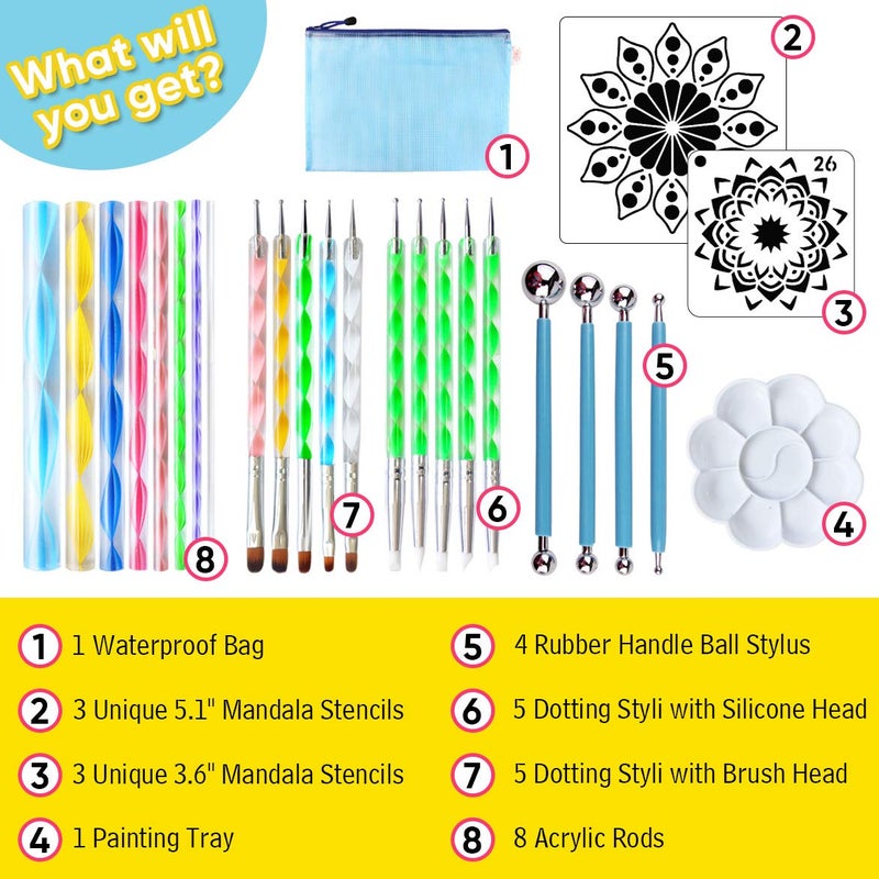 CH HAICHENG 30 PCS Mandala Painting Tools Mandala Dotting Tools for Painting Mandala Rocks, Nail Dotting and Art Drawing Supplies - Image 2