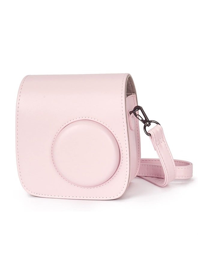 Phetium Protective Case Compatible with Instax Mini 7+ 7s 7c Instant Film Camera/Polaroid PIC-300, Premium Vegan Leather Bag Cover with Removable Strap (Blush Pink) 
