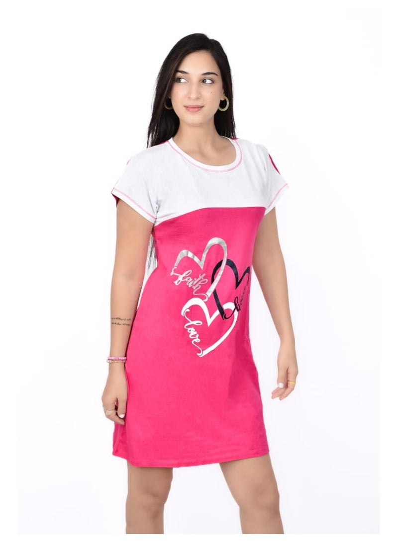 Women's Nightdress 100% Cotton with Heart Print – Soft, Comfortable, Perfect for Summer Nights  - Image 2