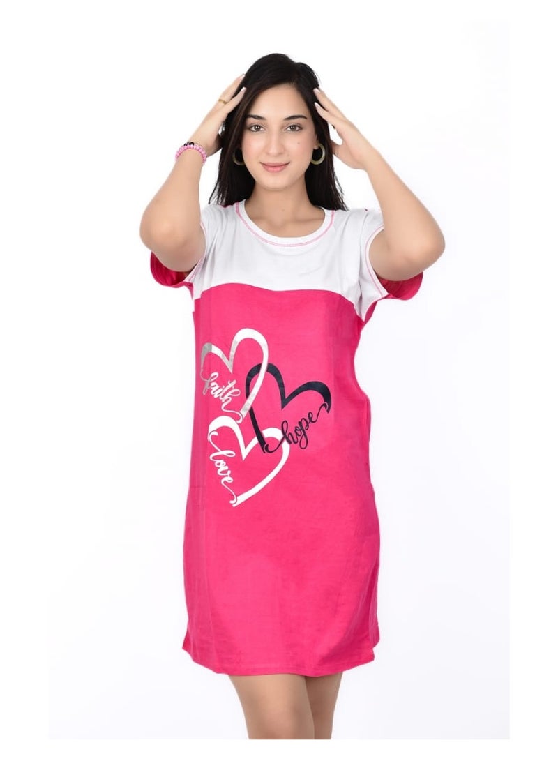 Women's Nightdress 100% Cotton with Heart Print – Soft, Comfortable, Perfect for Summer Nights  - Image 3