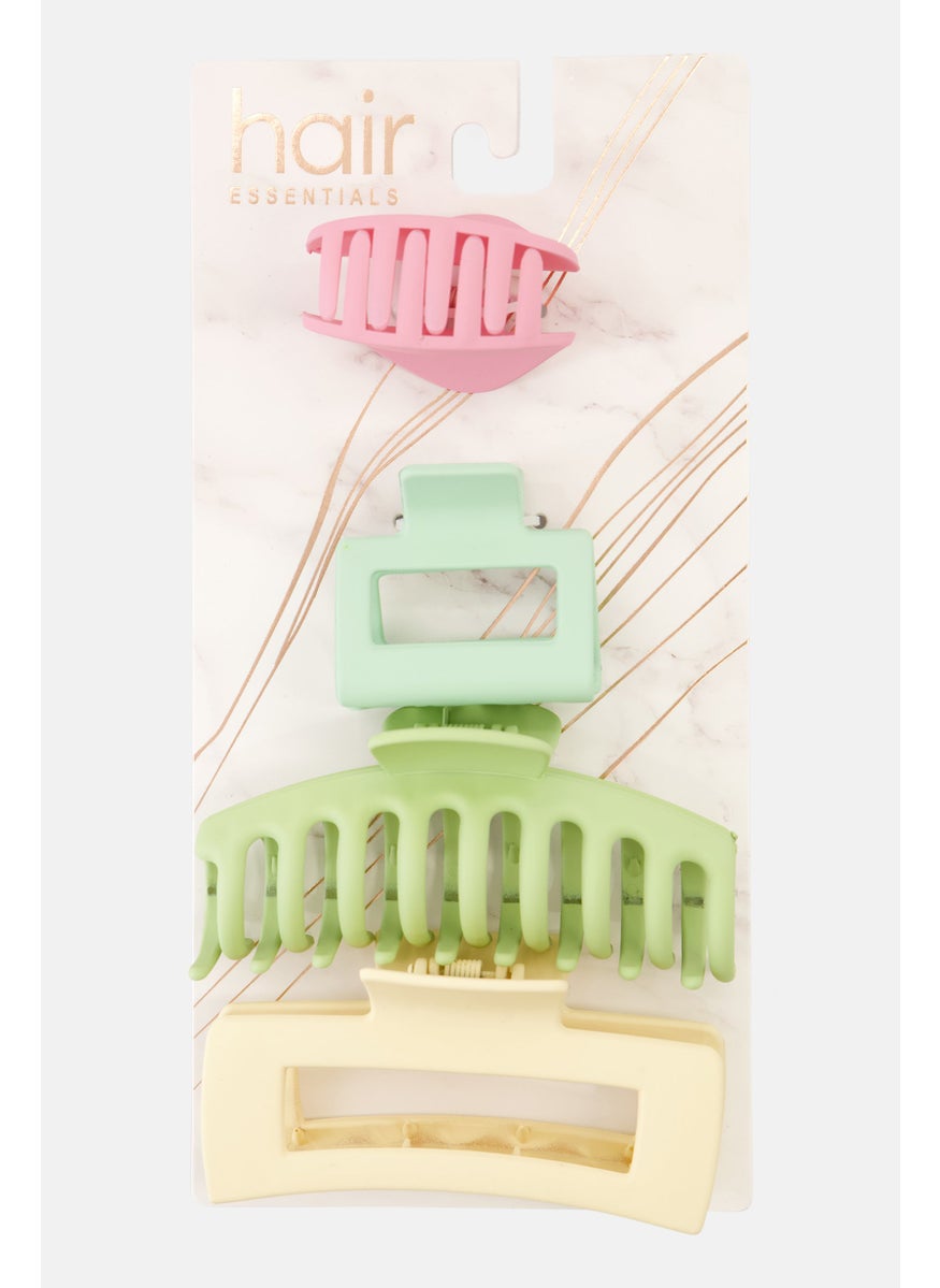 Orly Fashion Accessories 4 Pieces Hair Claw Clips, Pink/Light Green Combo  - Image 1