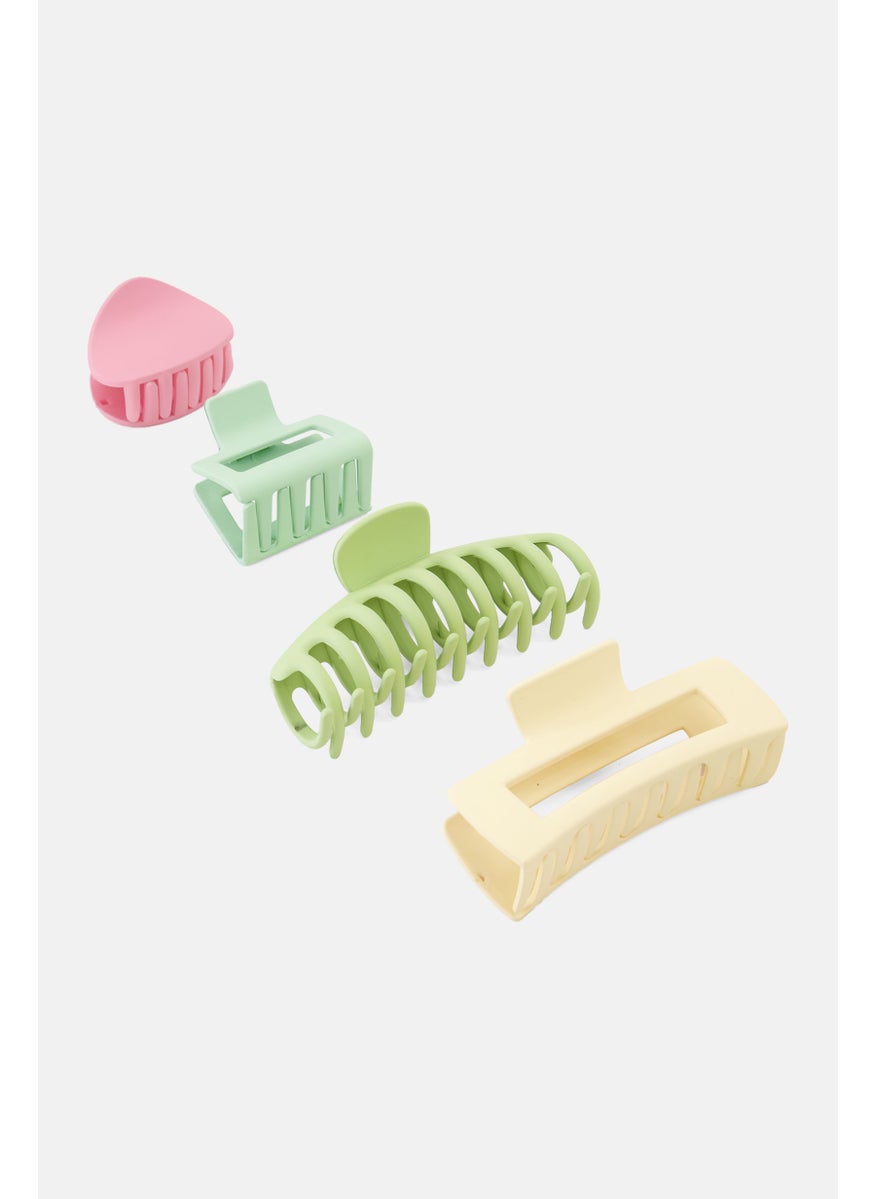 Orly Fashion Accessories 4 Pieces Hair Claw Clips, Pink/Light Green Combo  - Image 3