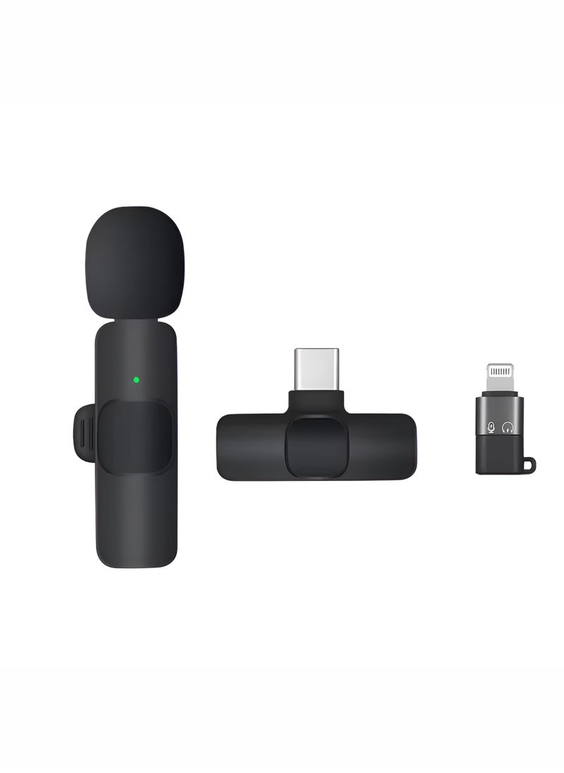 Generic - Wireless Lavalier Microphone for iPhone USB-C Interface, Professional Noise-Cancelling Mini Condenser Lapel Mic for Vlogging Video Recording Interviews and Audio Capture Plug-and-Play with Auto Sync and Noise with Microphone Receiver Charging Cable and User Manual – Compact and Lightweight - Image 1