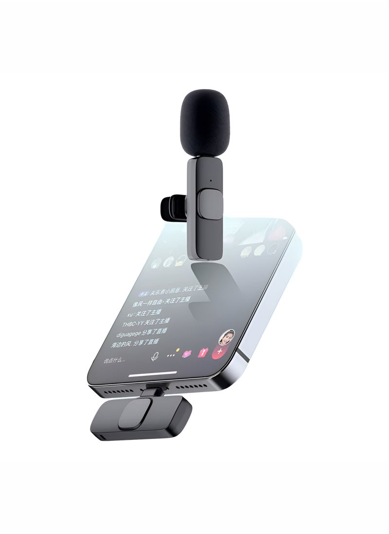 Generic - Wireless Lavalier Microphone for iPhone USB-C Interface, Professional Noise-Cancelling Mini Condenser Lapel Mic for Vlogging Video Recording Interviews and Audio Capture Plug-and-Play with Auto Sync and Noise with Microphone Receiver Charging Cable and User Manual – Compact and Lightweight - Image 1