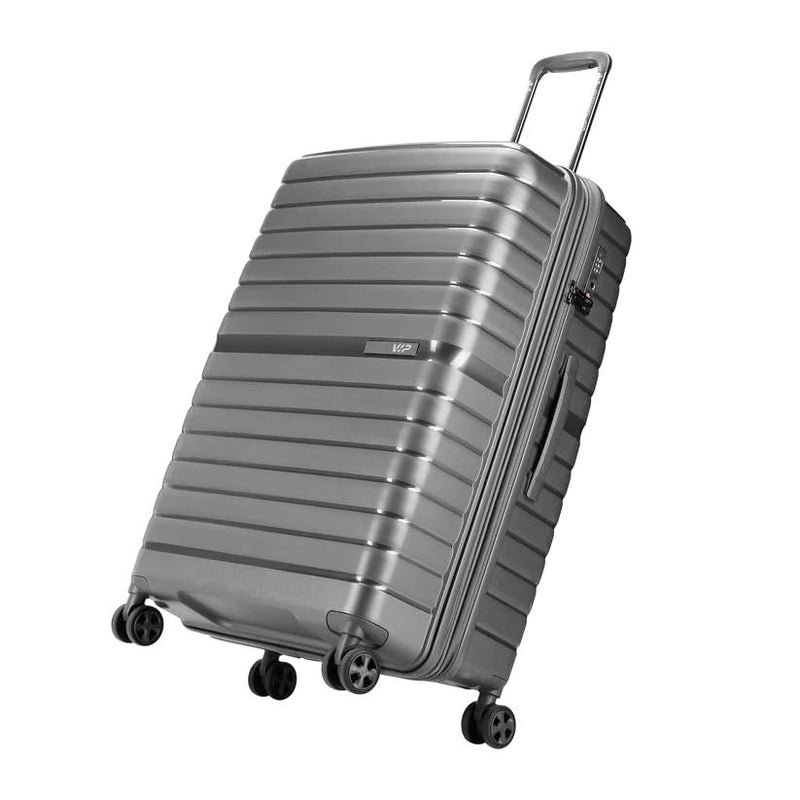 VIP Lightweight Polypropelyne 8 Wheels Multistage Trolley,TSA Lock with Organizer,Elegent Pinstripe Design Luggage Bag with 5 Years International Warranty. (Grey, Large) - Image 2