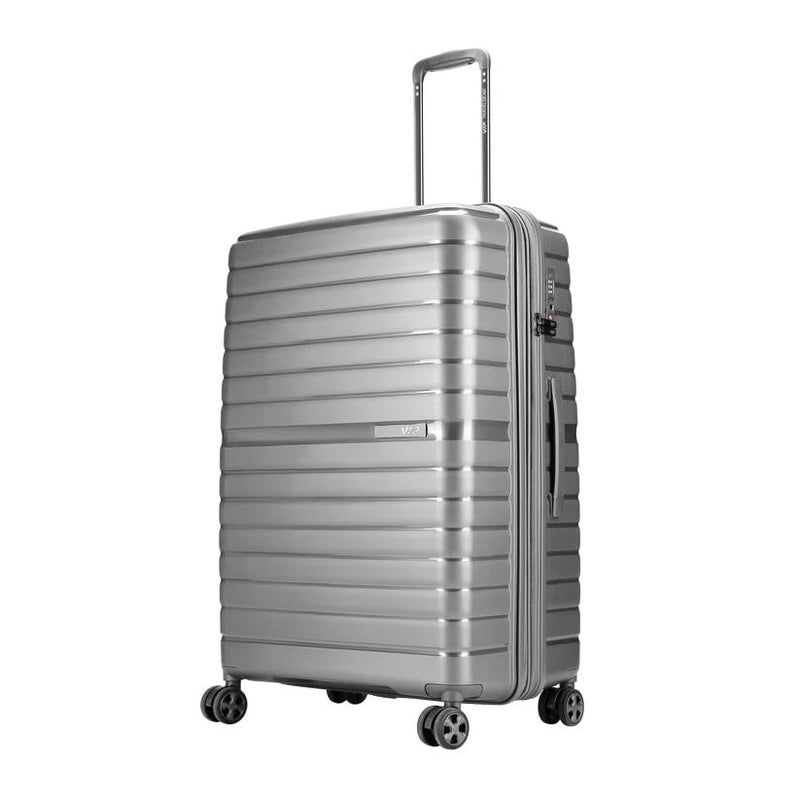 VIP Lightweight Polypropelyne 8 Wheels Multistage Trolley,TSA Lock with Organizer,Elegent Pinstripe Design Luggage Bag with 5 Years International Warranty. (Grey, Large) - Image 1