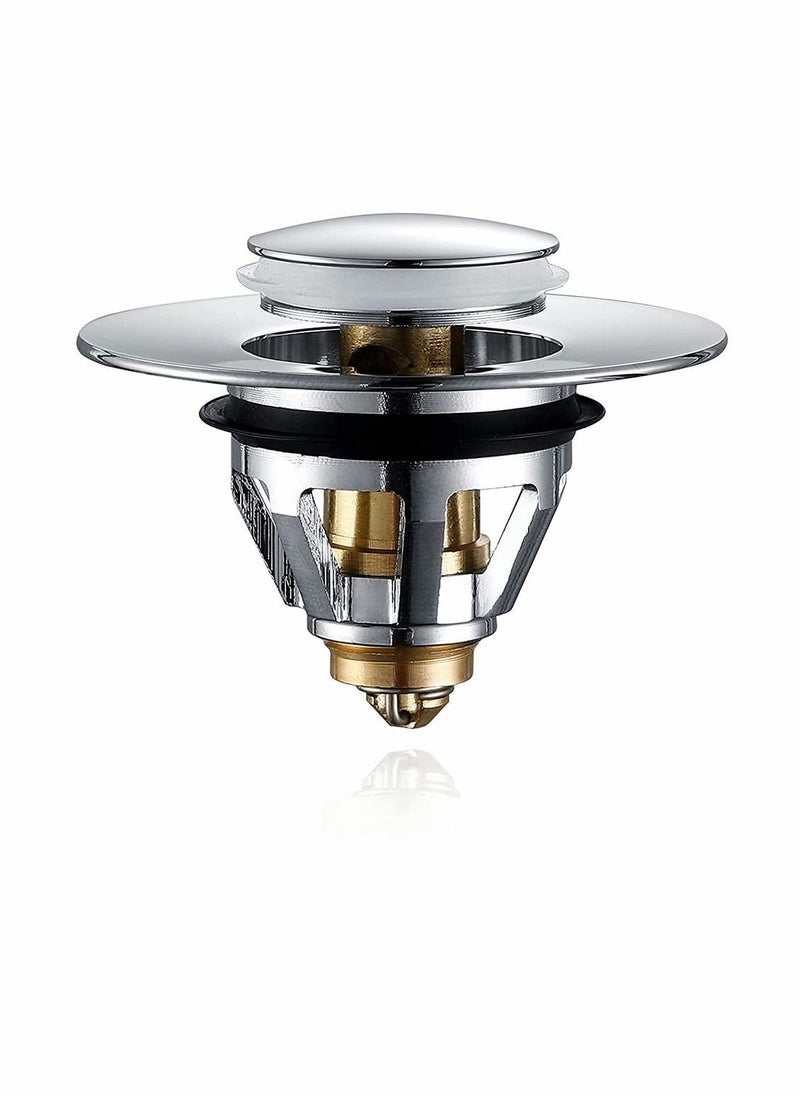 Y&D - Drain Stopper, Wash Basin Bounce Filter, Pop Up Stopper for Bathroom Sink, Core Push Type Sink Plug with Anti-Clogging Strainer - Image 1