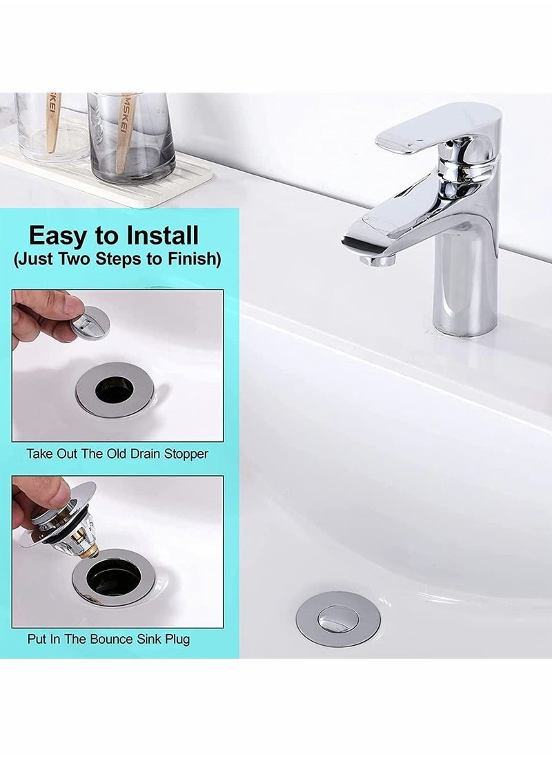 Y&D - Drain Stopper, Wash Basin Bounce Filter, Pop Up Stopper for Bathroom Sink, Core Push Type Sink Plug with Anti-Clogging Strainer - Image 1
