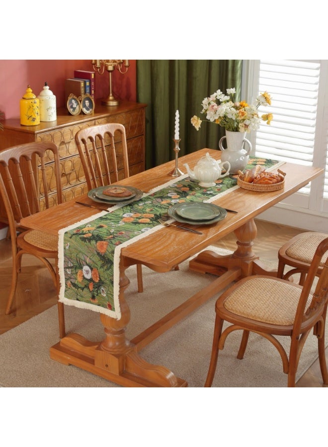 آنا منديل طاولة مزخرف بتطريز مزخرف 30x180 سم، مثالي لتزيين طاولة الطعام، طاولة قماش منزلية راقية - Image 1
