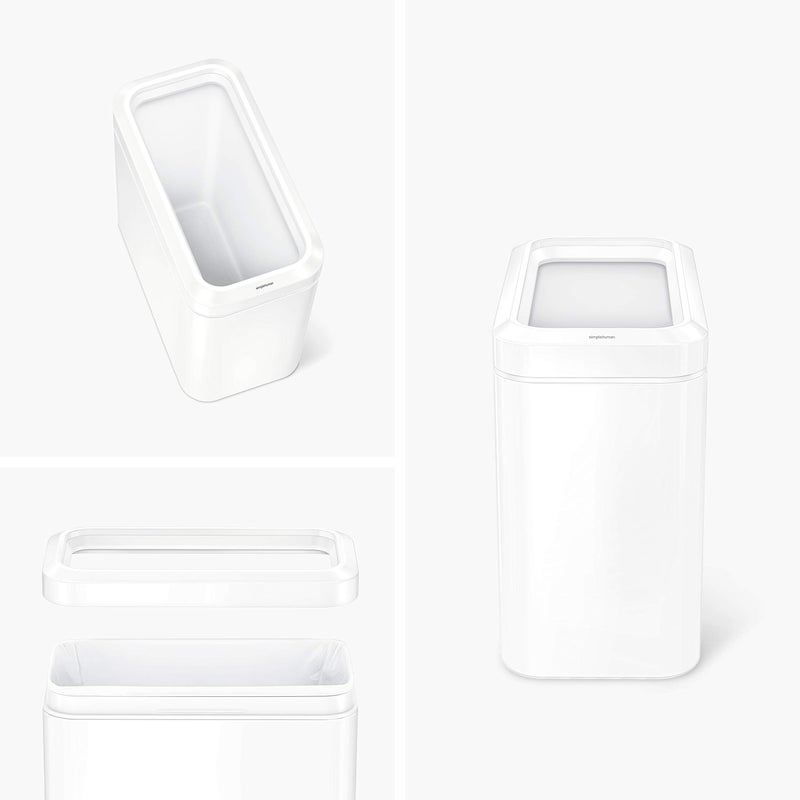 simplehuman 25 Liter / 6.6 Gallon Slim Open Top Small Trash Can, Commercial Grade Heavy Gauge Office Trash Can, White Stainless Steel - Image 2