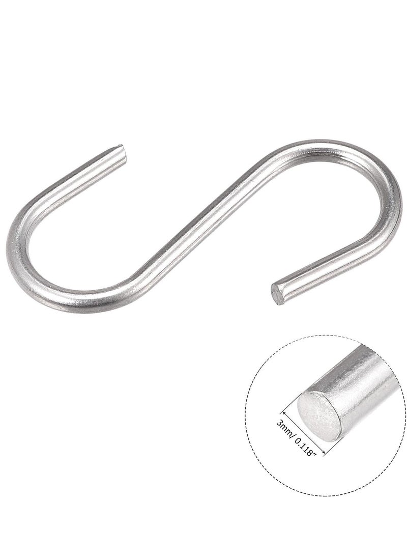 OYRIS OYRIS S Hooks Pack of 6 Heavy Duty 4mm Thick Silver S Shaped Hanging Hangers for Kitchen Bathroom Bedroom Office Plants8 CM Long Stainless Steel  - Image 3